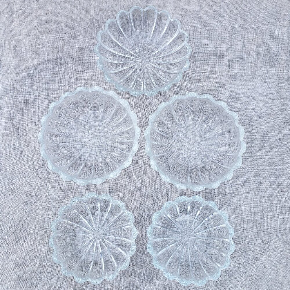 Set 5 Vintage Heisey Crystolite Pressed & Blown Glass Small Bowls